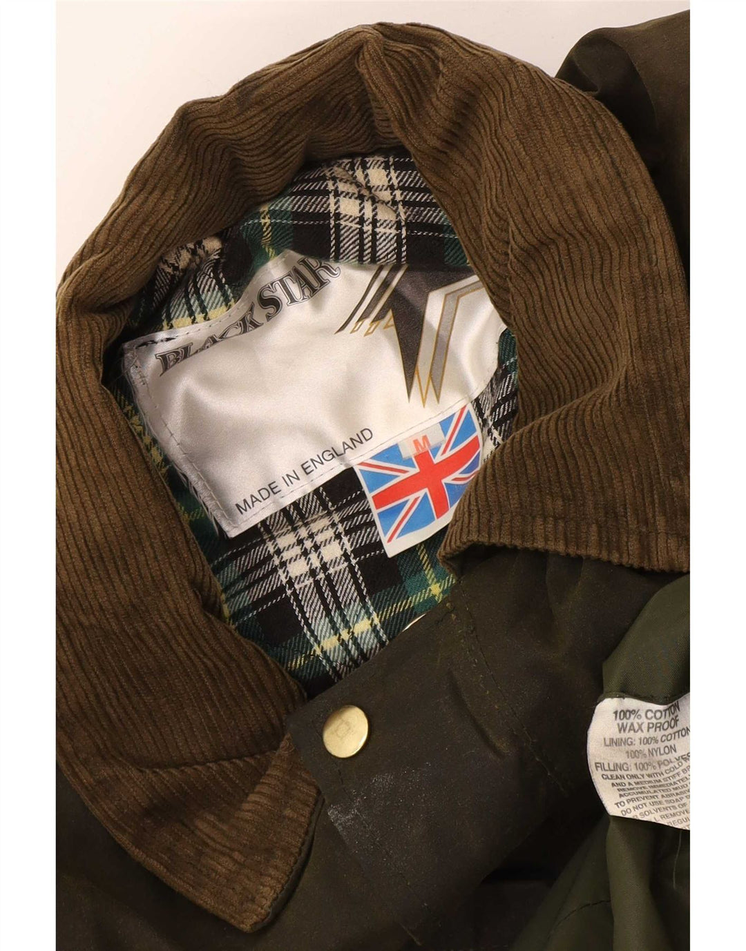 Cappotto vintage da uomo in cotone cerato UK 38 medio kaki