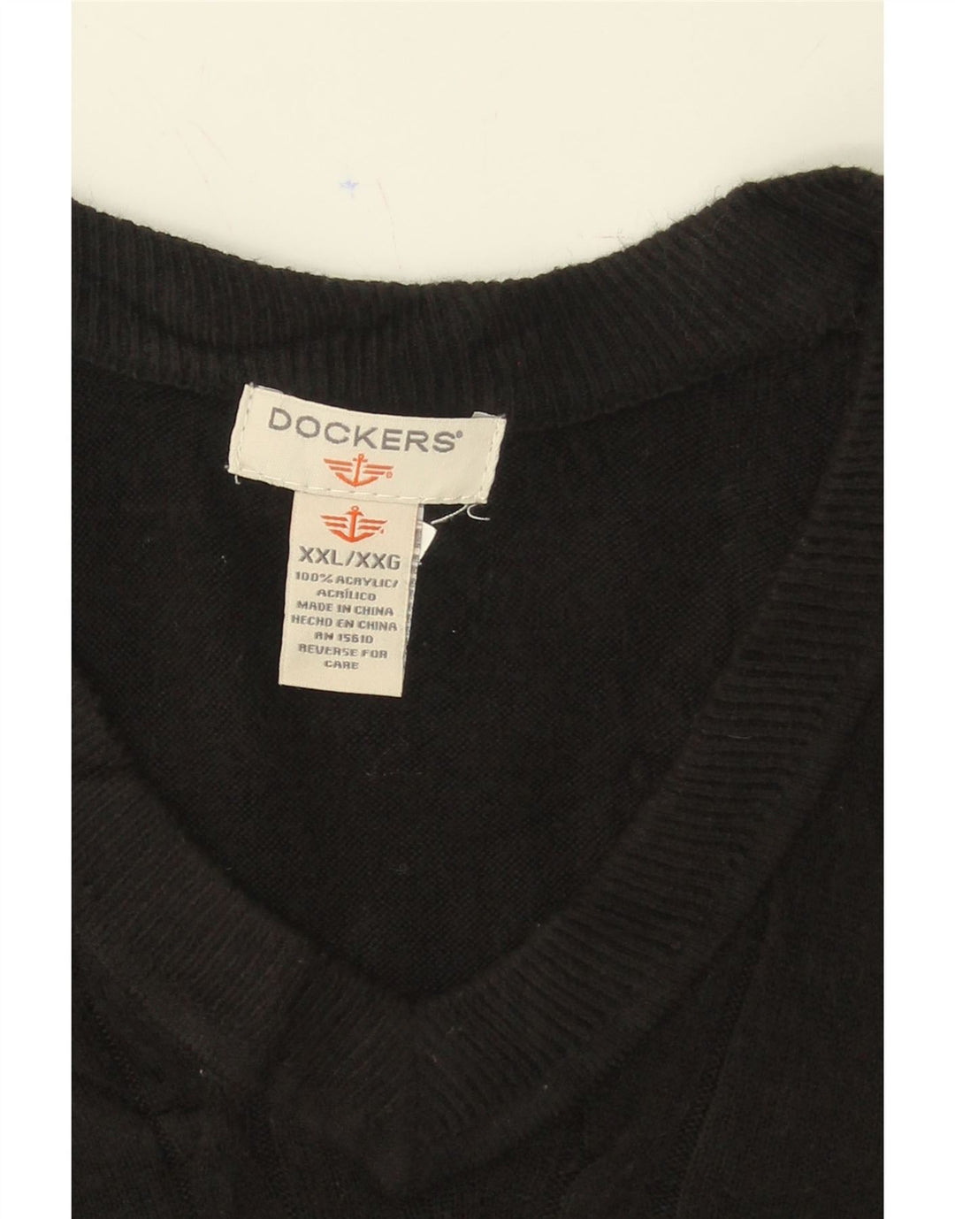 DOCKERS Mens Vest Tank Top 2XL Black Acrylic Vintage Dockers and Second-Hand Dockers from Messina Hembry 