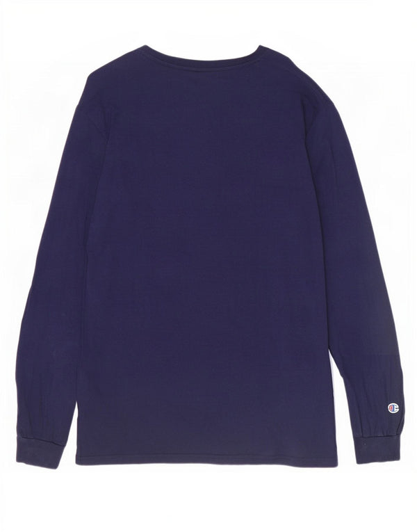 Champion Top grafico da uomo a maniche lunghe in cotone blu navy medio