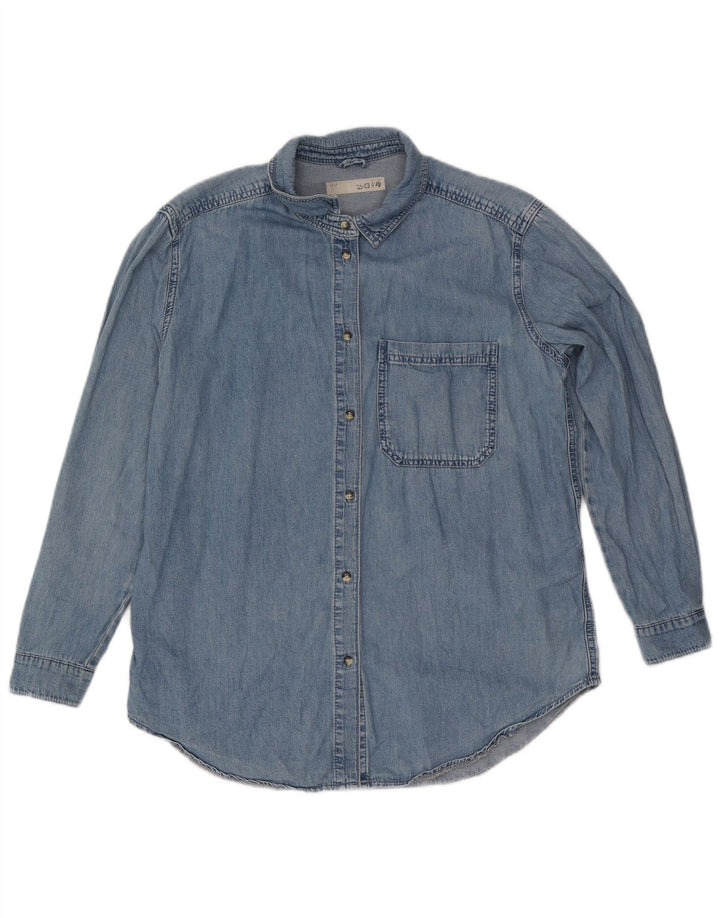 Camicia in denim da donna Topshop UK 12 cotone blu medio