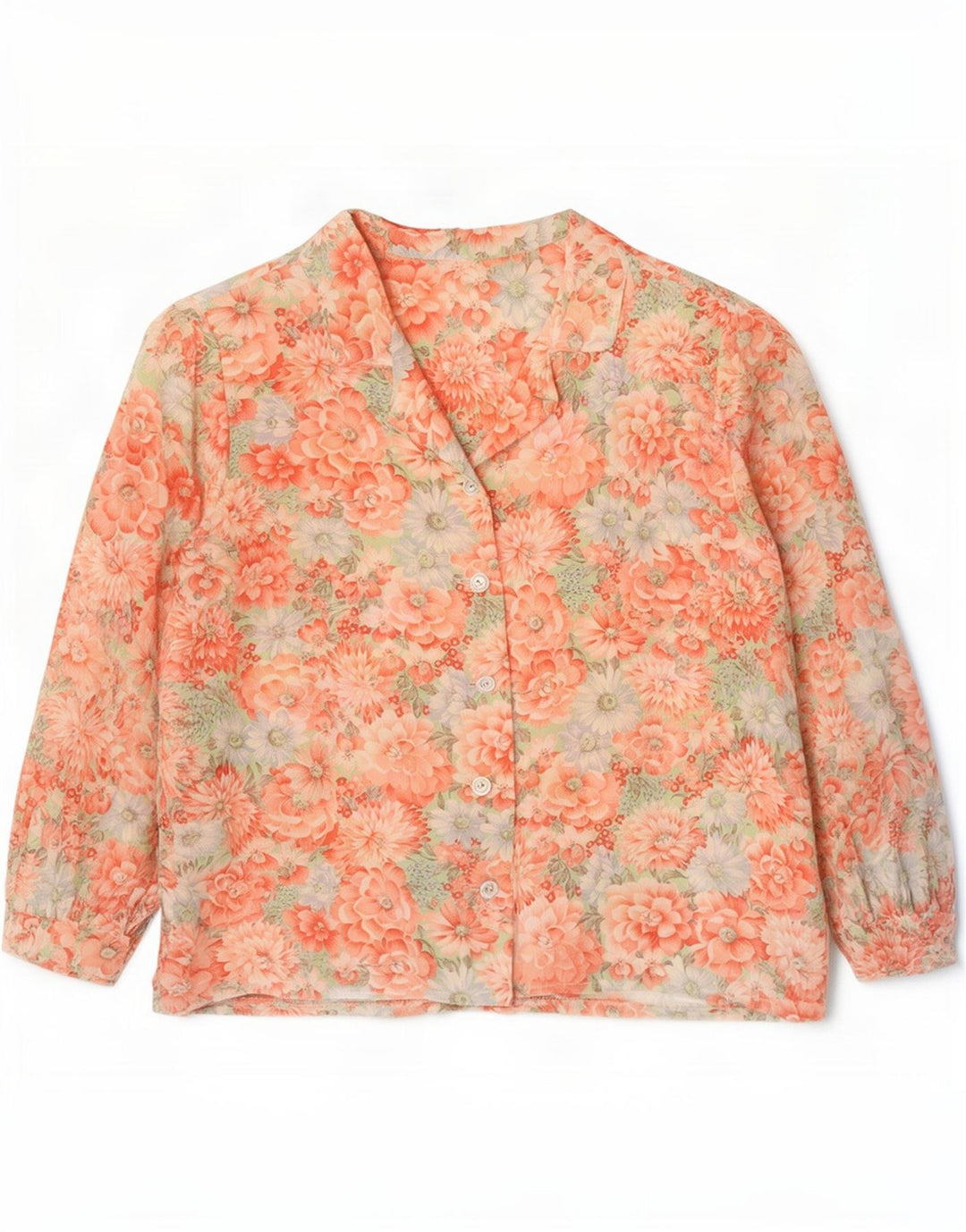 Camicetta camicia vintage da donna UK 14 floreale multicolore medio