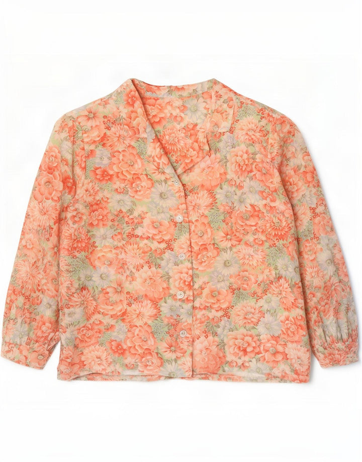 Camicetta camicia vintage da donna UK 14 floreale multicolore medio