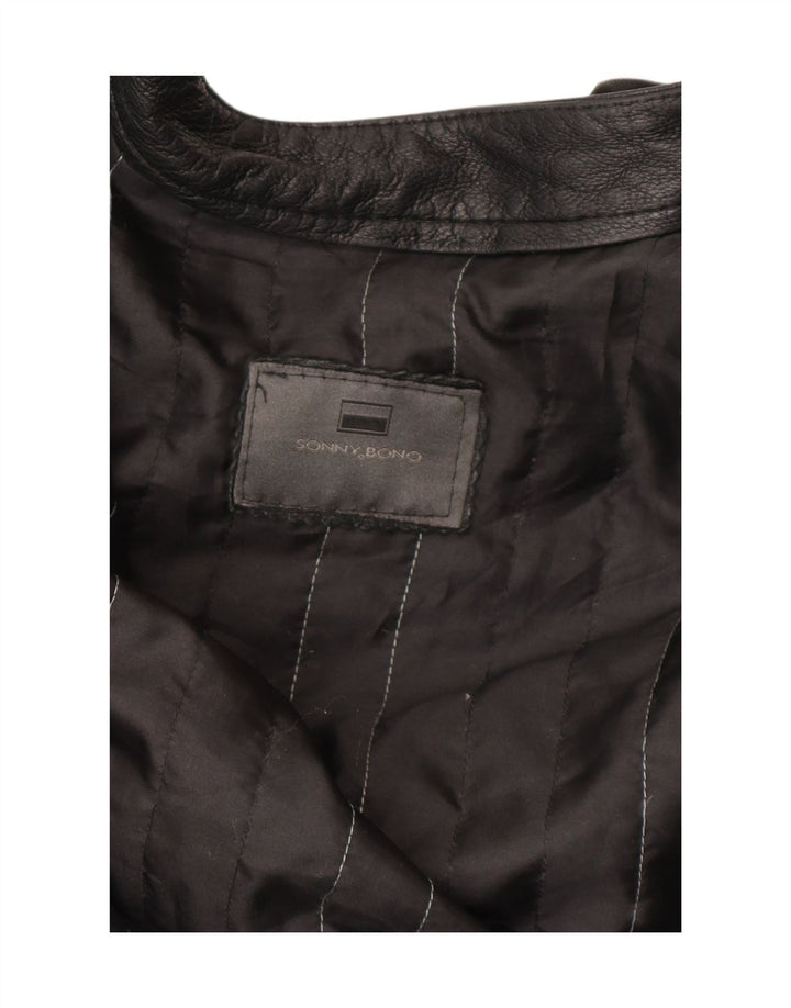 Giacca in pelle bomber da uomo Sonny Bono UK 38 media nera