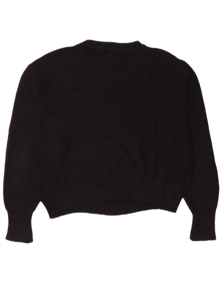 Maglione maglione girocollo oversize da donna Zara UK 14 viscosa nera media