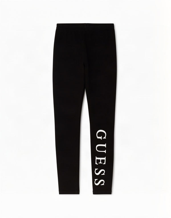 Leggings grafici per bambina Guess 11-12 anni in cotone nero