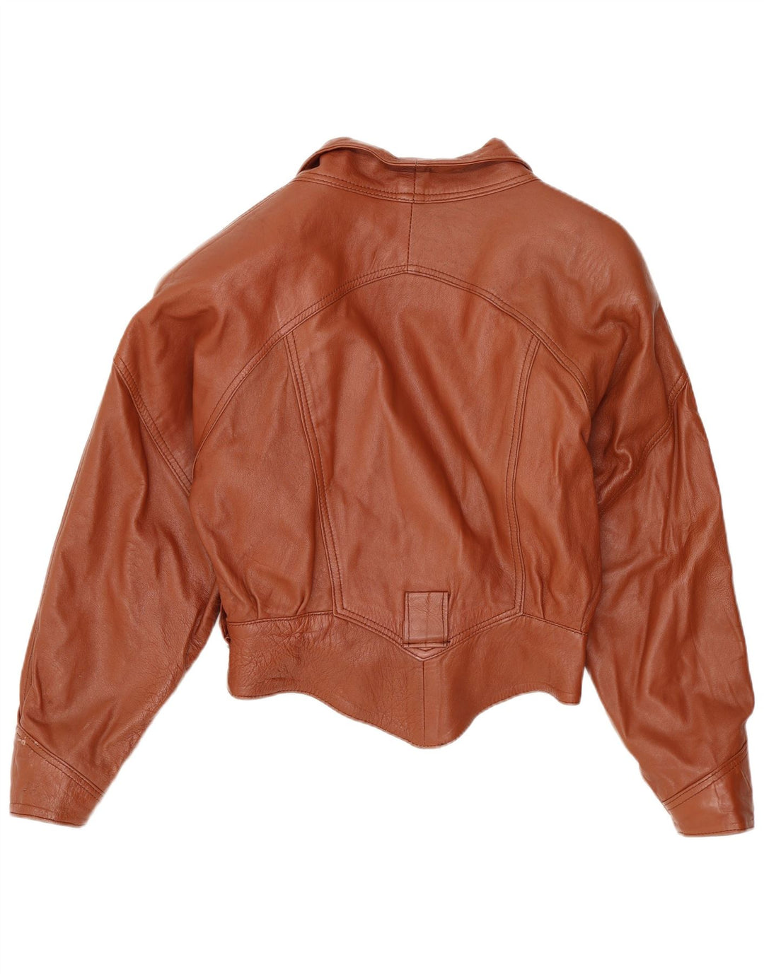 Giacca in pelle vintage da donna UK 10 piccola marrone