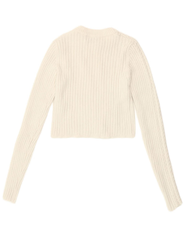 Maglione Bershka da donna con scollo a barchetta corto UK 10 piccolo bianco