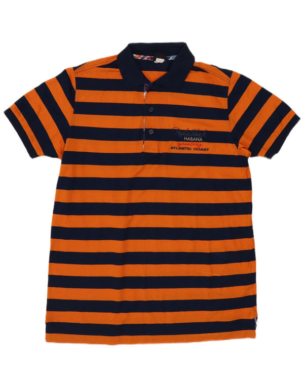 PAUL & SHARK Polo da uomo con grafica yachting, cotone a righe grandi arancioni
