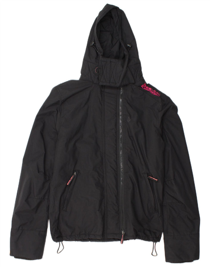 Giacca a vento con cappuccio da donna Superdry UK 14 grande nylon nero