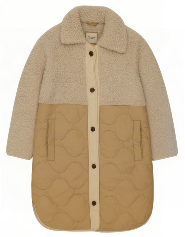 Cappotto imbottito oversize da donna Abercrombie & Fitch UK 6 XS Beige Colourblock