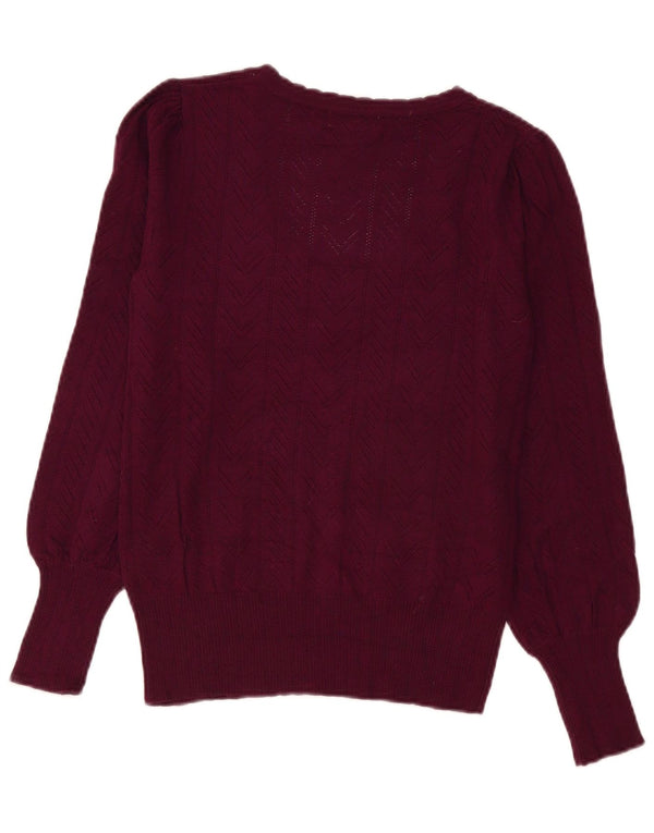 Maglione maglione con scollo a barca da donna Oasis UK 10 piccolo in viscosa bordeaux