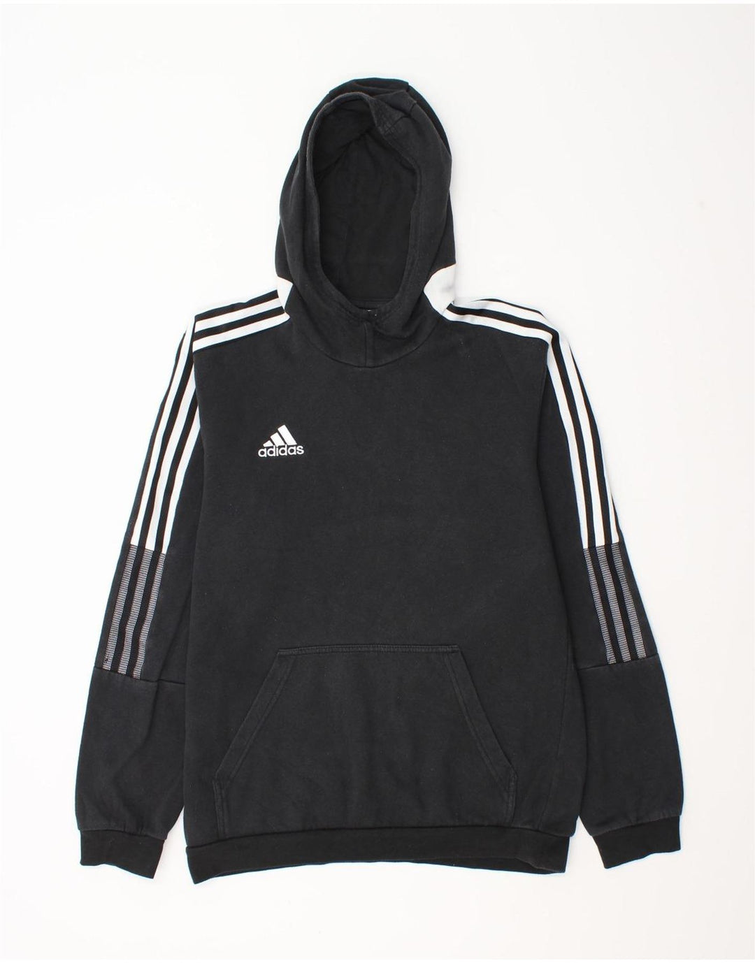 Felpa con cappuccio da uomo Adidas media in cotone nero