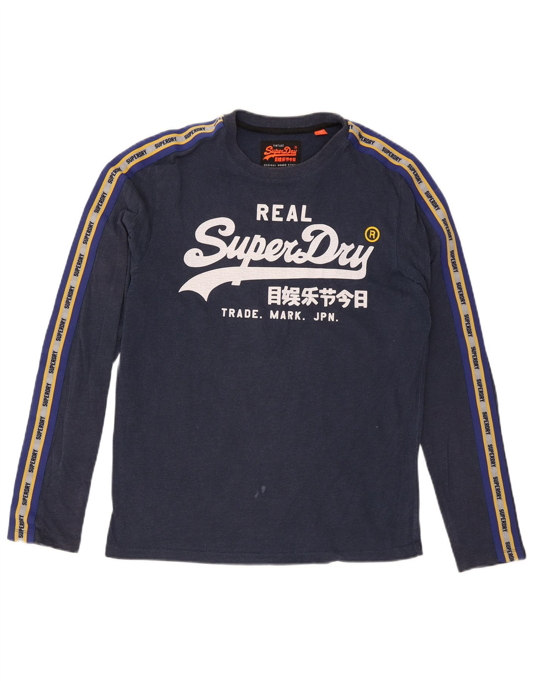 T-shirt grafica da uomo Superdry a maniche lunghe blu navy medio