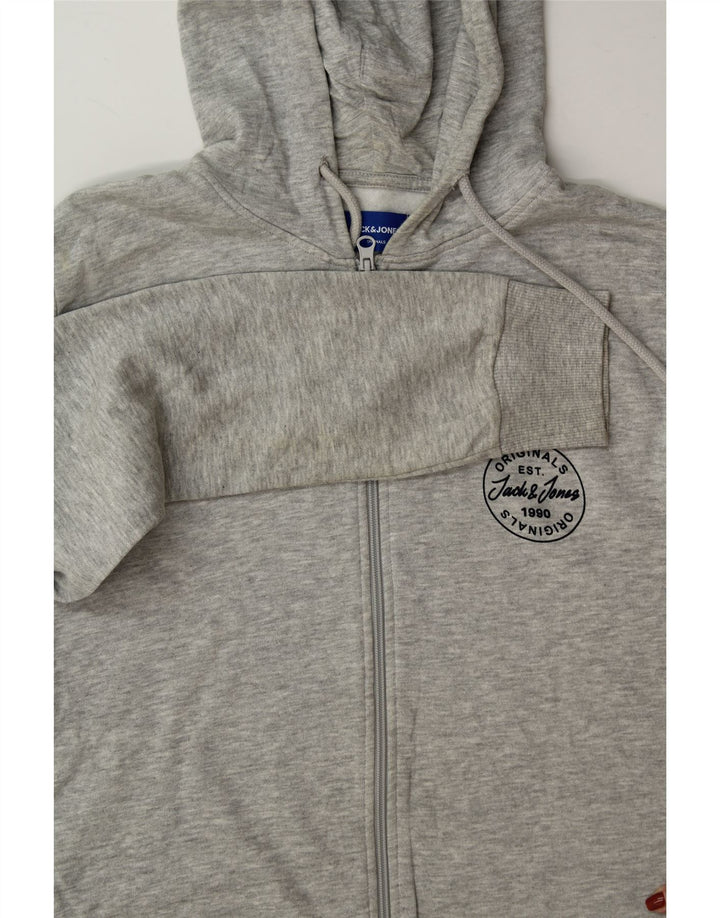 JACK & JONES Mens Zip Hoodie Sweater Medium Grey Cotton Vintage Jack & Jones and Second-Hand Jack & Jones from Messina Hembry 