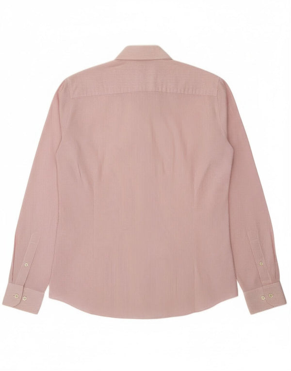 Camicia slim fit da uomo Sisley taglia 41 16 grande cotone gessato rosa