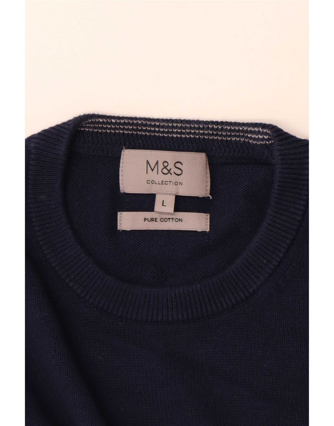 Maglione maglione girocollo da uomo Marks & Spencer grande cotone blu navy