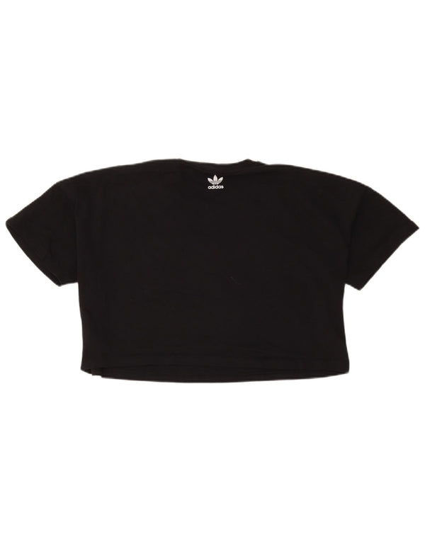 T-shirt grafica oversize corta Adidas da donna Top UK 8 piccola in cotone nero