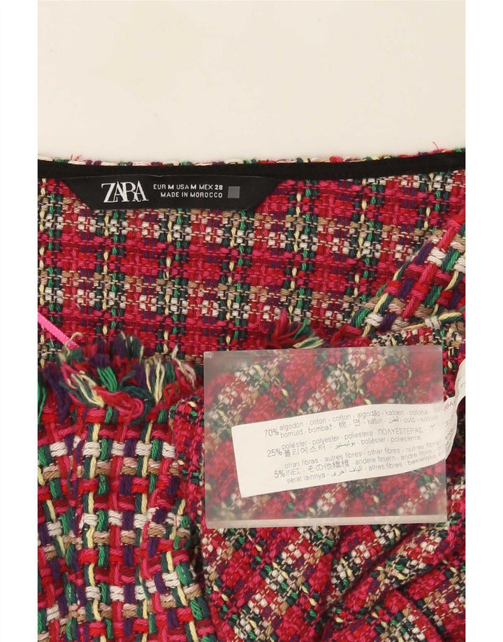Giacca Bolero da donna Zara UK 12 cotone a quadri rosso medio