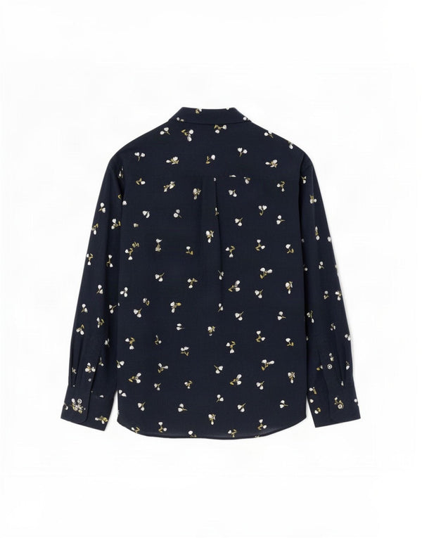 Camicia da donna Marks & Spencer UK 10 piccola viscosa floreale blu navy