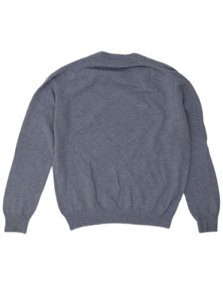 Maglione da uomo Marks & Spencer vestibilità regolare con scollo a V in lana blu medio