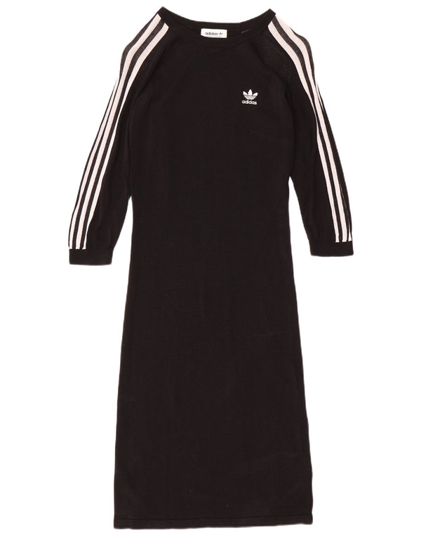 Abito maglione ADIDAS da donna con maniche a 3/4 UK 14 Rayon nero medio