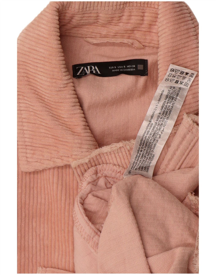 Giacca da donna oversize in velluto a coste Zara UK 10 piccola in cotone rosa