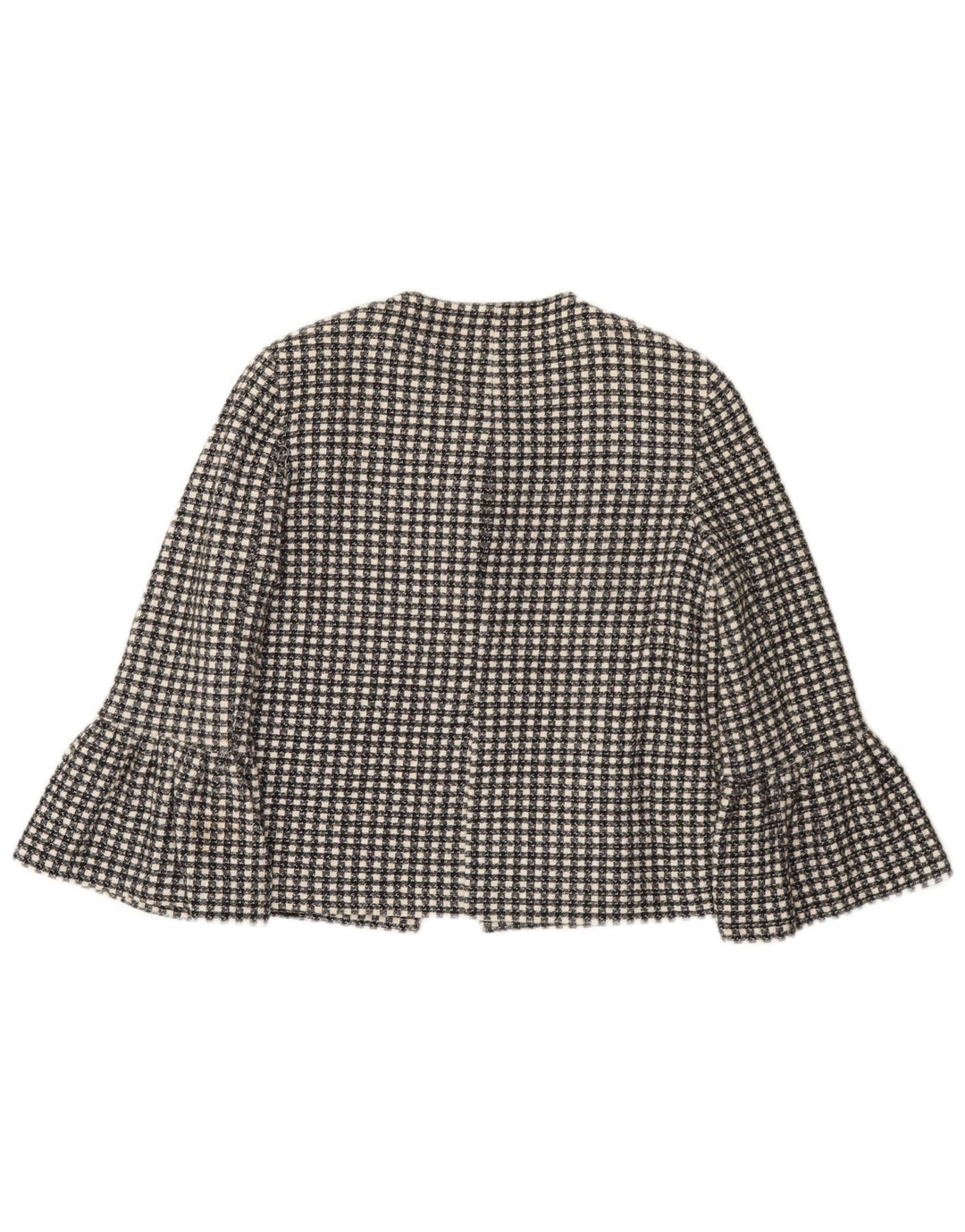 Giacca blazer da donna con maniche a 3/4 bottoni e 1 bottone Zara UK 10 piccoli quadri neri