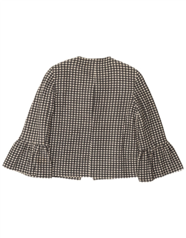Giacca blazer da donna con maniche a 3/4 bottoni e 1 bottone Zara UK 10 piccoli quadri neri
