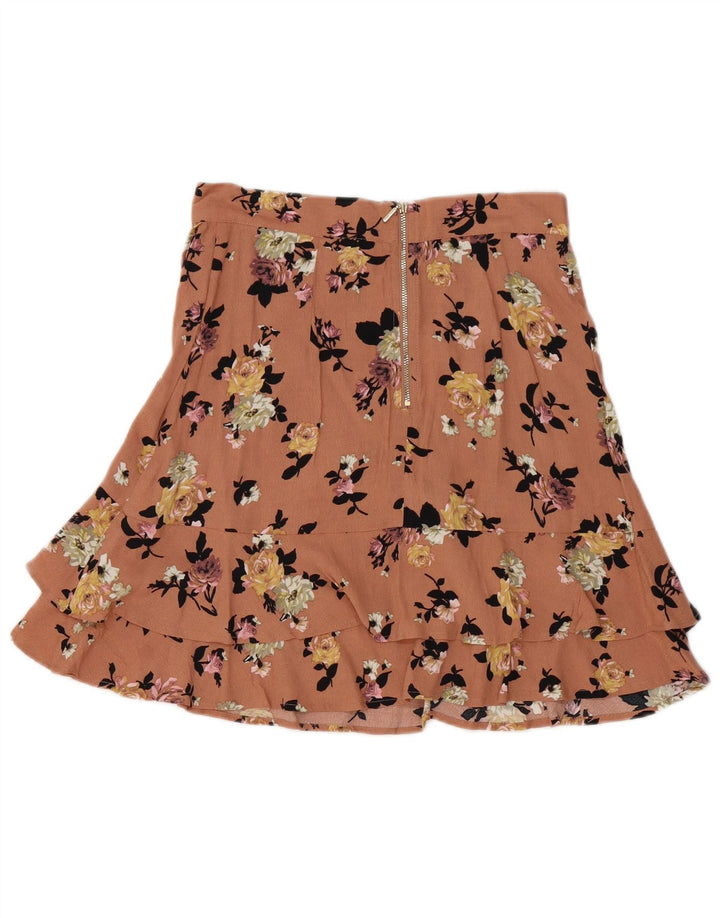 Minigonna da donna Oasis UK 8 piccola W28 viscosa floreale rosa