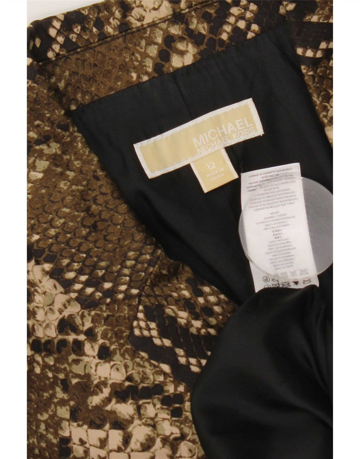 Giacca blazer da donna con maniche a 3/4 Michael Kors US 12 grande stampa animalier marrone