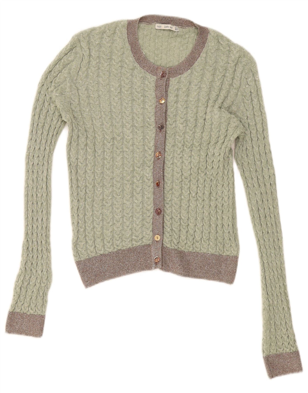 Maglione cardigan da donna Zara UK 12 Colorblock verde medio