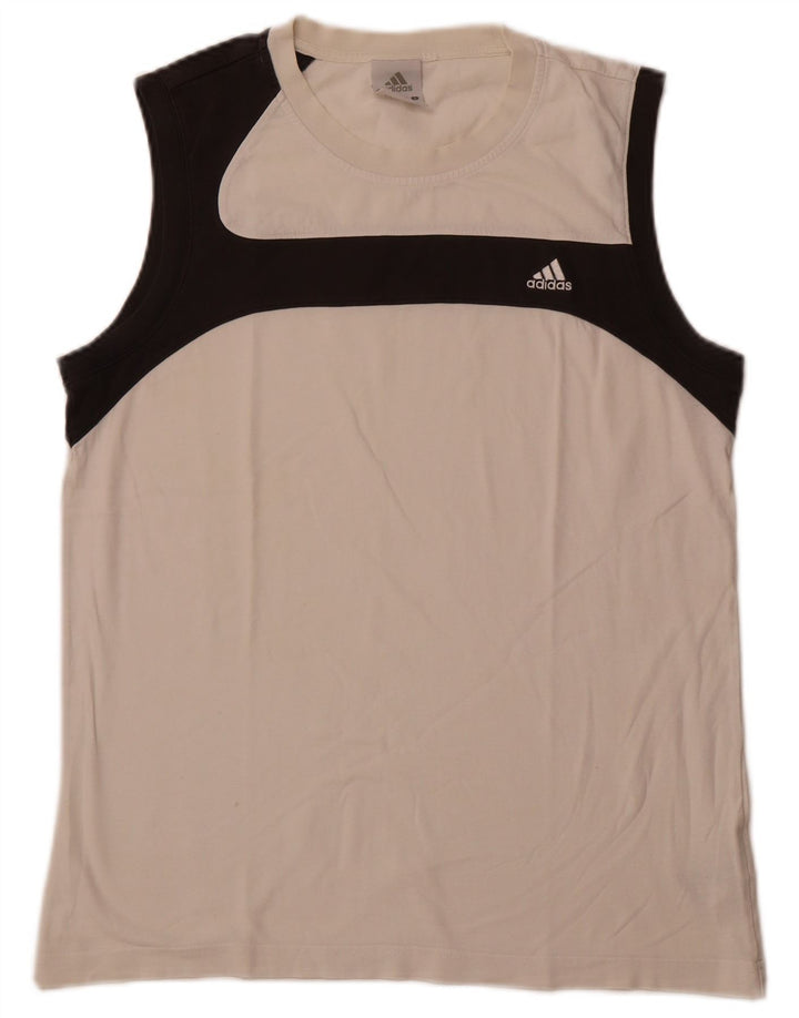 Canotta da uomo ADIDAS grande in cotone color block bianco
