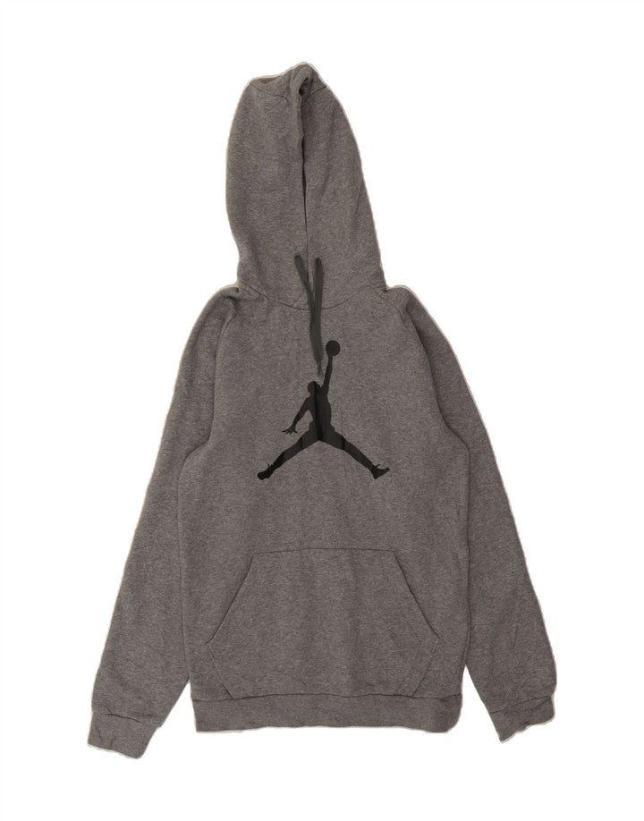 JORDAN Mens Graphic Hoodie Jumper Small Grey Cotton Vintage Jordan and Second-Hand Jordan from Messina Hembry 