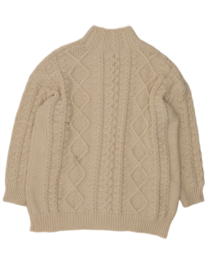 Maglione maglione oversize con collo dolcevita da donna Zara UK 16 grande beige