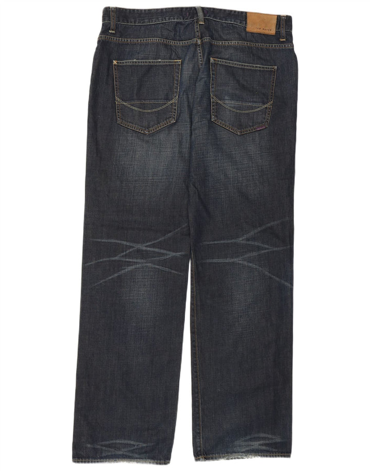 Jeans lunghi dritti da uomo Ted Baker W38 L34 cotone blu
