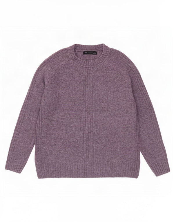 Maglione maglione girocollo da donna Marks & Spencer UK 10 piccolo acrilico viola