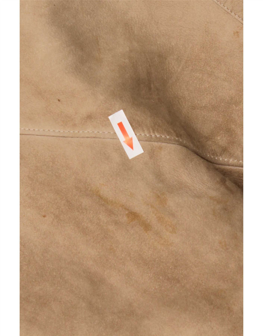Cappotto in shearling vintage da donna con maniche a 3/4 UK 14 Beige medio
