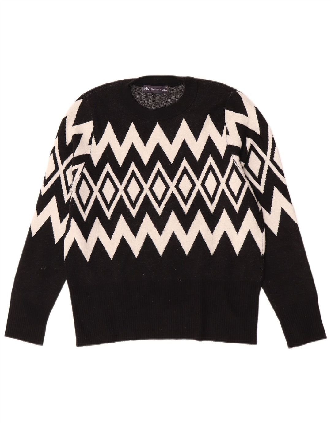 Maglione maglione girocollo da donna Marks & Spencer UK 14 medio nero