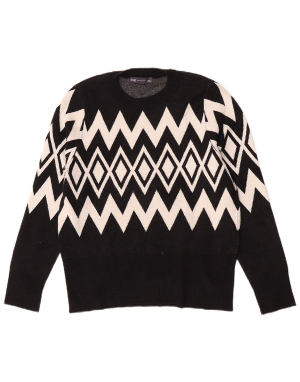 Maglione maglione girocollo da donna Marks & Spencer UK 14 medio nero