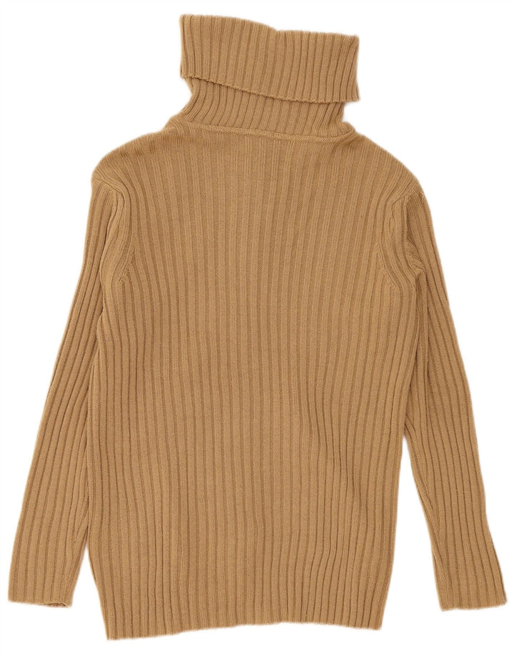 Maglione cardigan da donna vintage UK 14 Patchwork beige medio