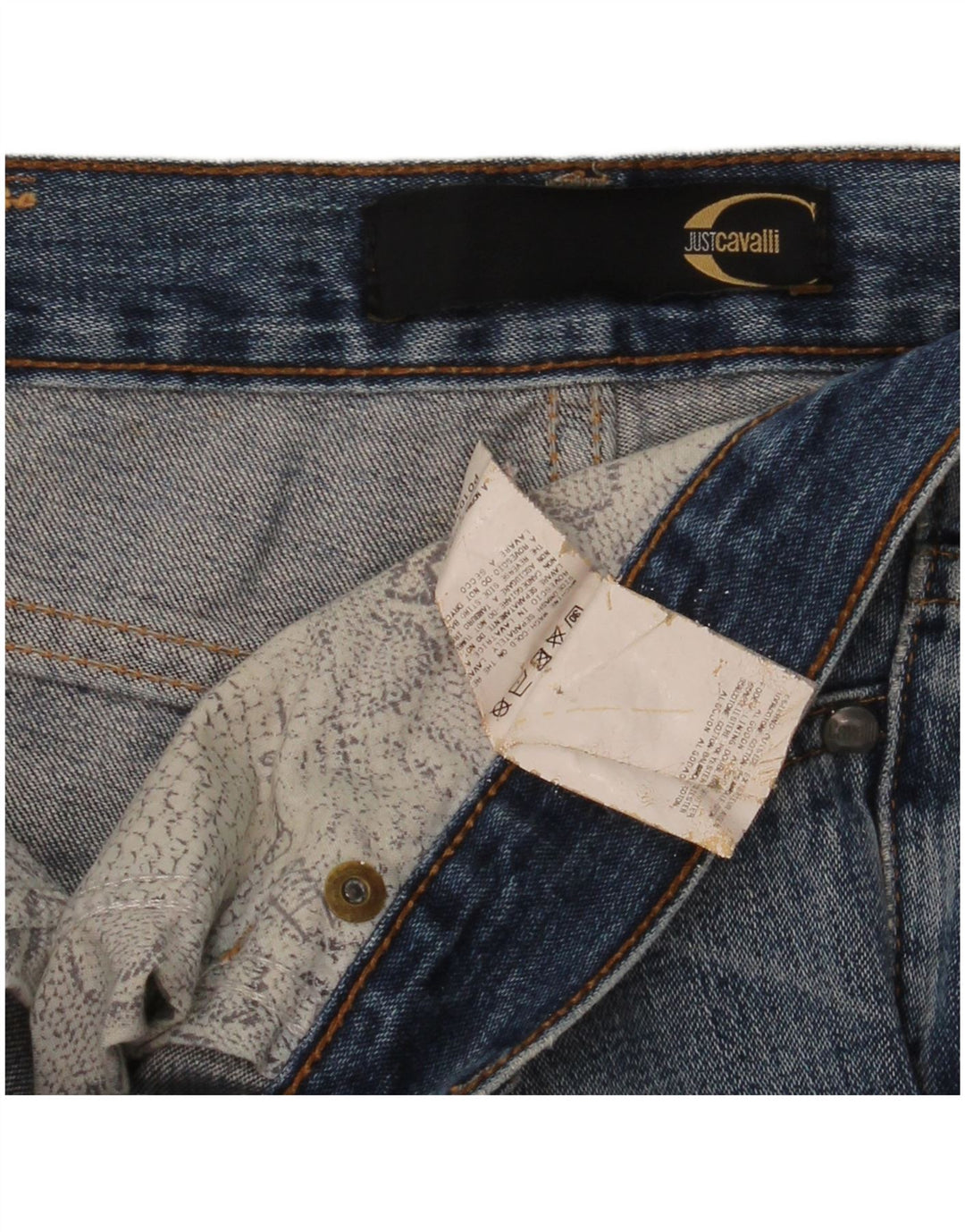 Jeans dritti invecchiati da uomo Cavalli W36 L35 cotone blu