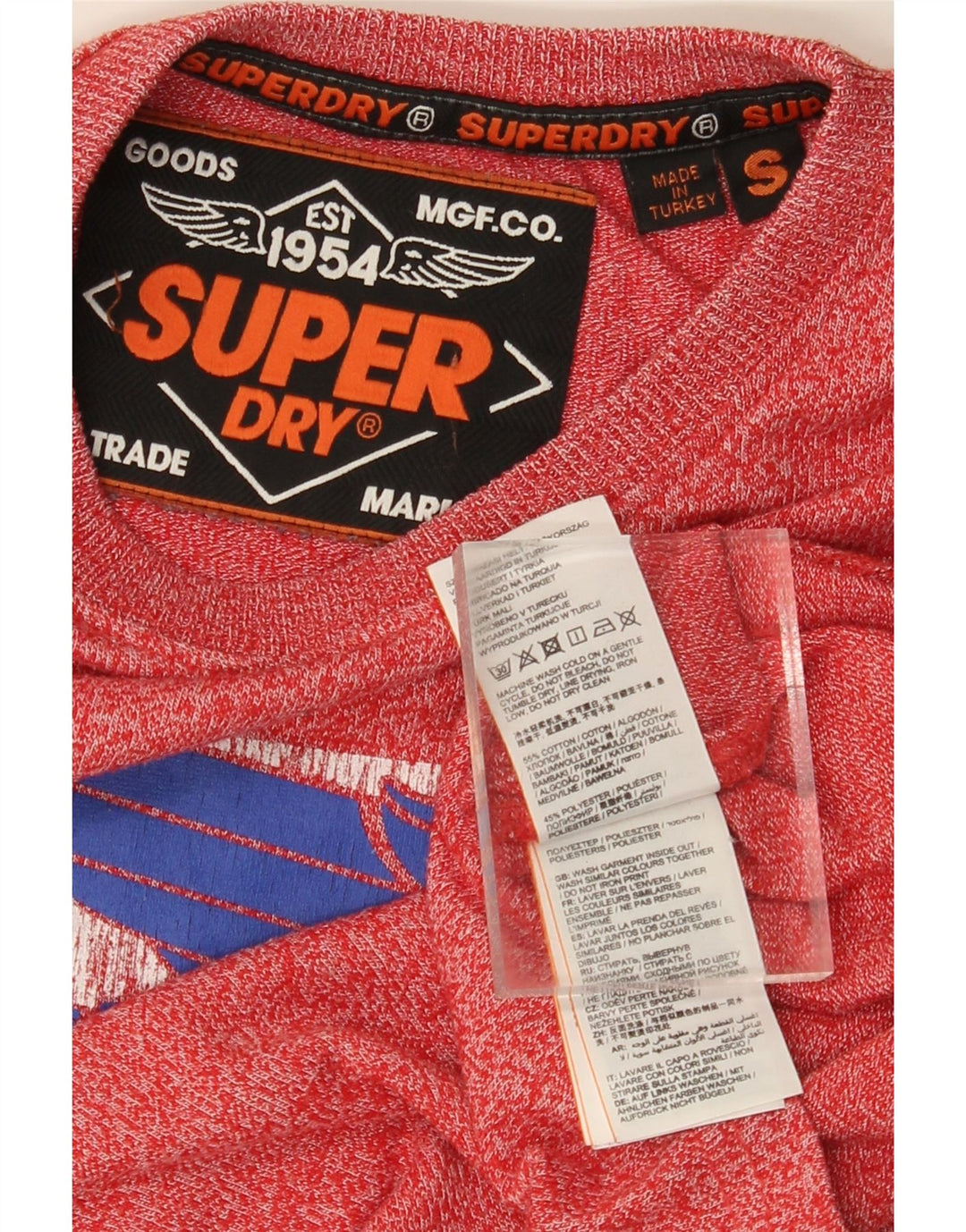 T-shirt grafica da uomo Superdry Top in cotone chiazzato rosso piccolo