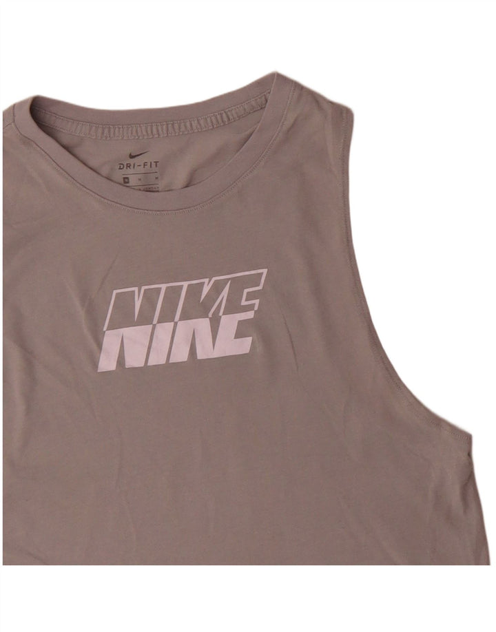 Canotta grafica NIKE Dri Fit da donna UK 14 Cotone grigio medio