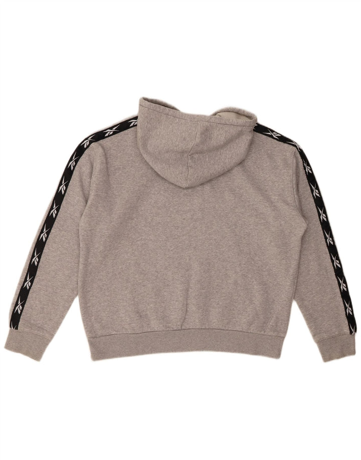 Felpa con cappuccio Reebok da donna con vestibilità ampia grafica UK 16/18 Large Grey Sports