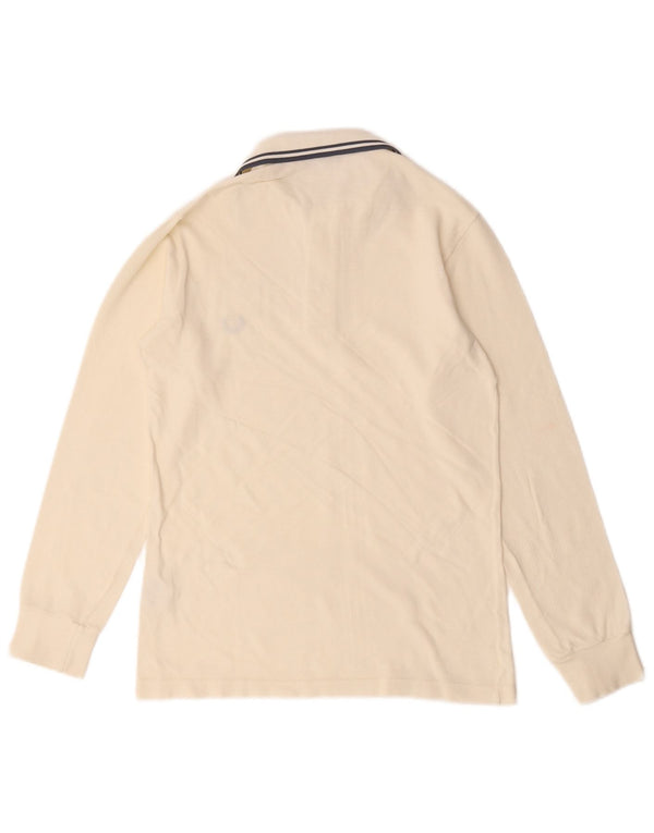 Polo a maniche lunghe da bambino Fred Perry 11-12 anni in cotone bianco sporco