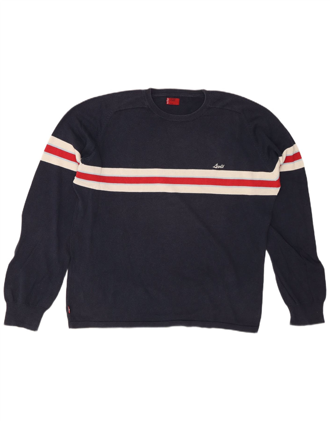 Maglione maglione girocollo da uomo LEVI'S XL a righe blu navy