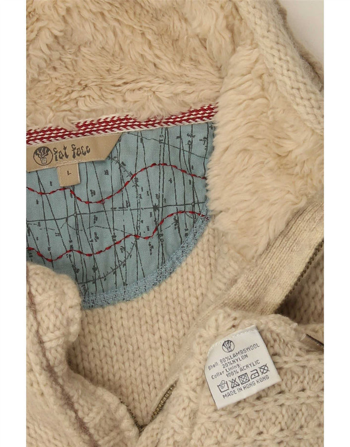 Maglione da uomo con collo con zip Fat Face, grande lana d'agnello screziata beige