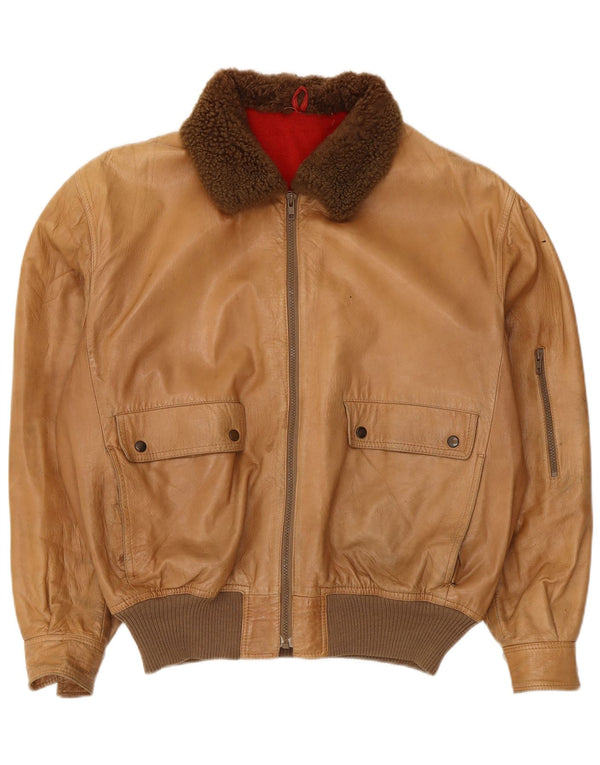 Giacca in pelle da uomo Maren IT 54 2XL Pelle color block beige