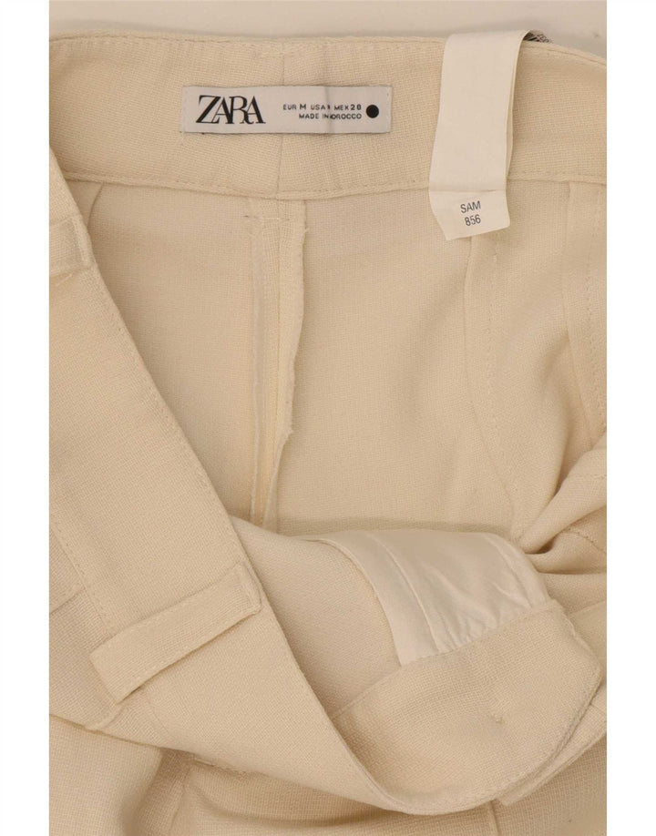 Pantaloni casual dritti da donna Zara medi W32 L33 poliestere bianco sporco