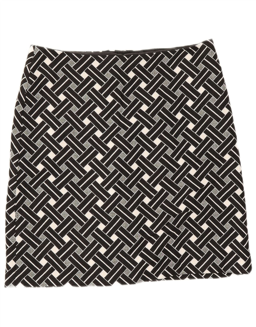 Gonna dritta da donna Marks & Spencer UK 12 media W32 nera geometrica